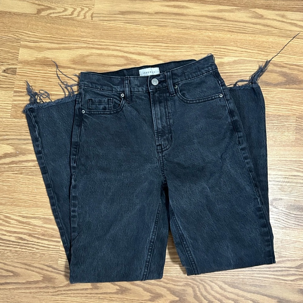 PACSUN Black Distressed Denim Jeans